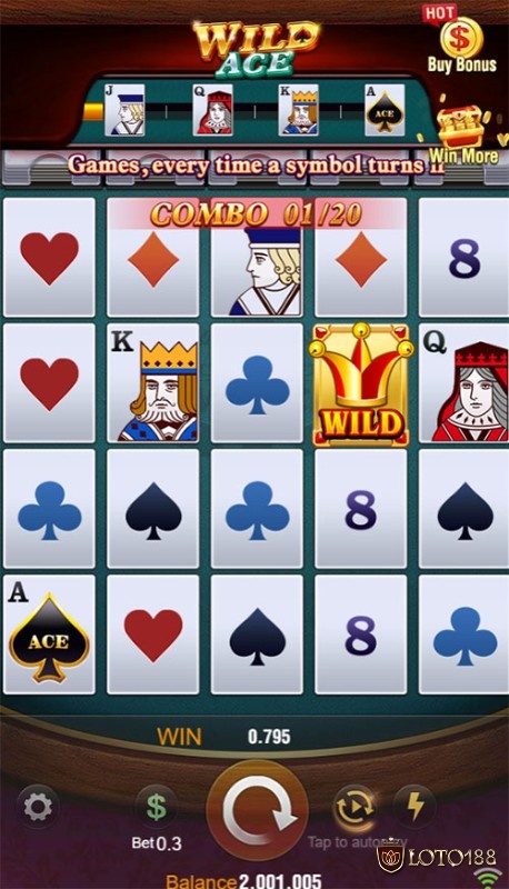 Biểu tượng Wild trong slot game thú vị này có thể thay thế các biểu tượng khác