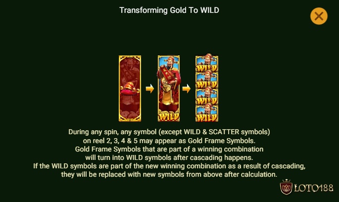 Tính năng Transform Gold to Wild giúp bạn có thêm nhiều biểu tượng Wild trên guồng quay